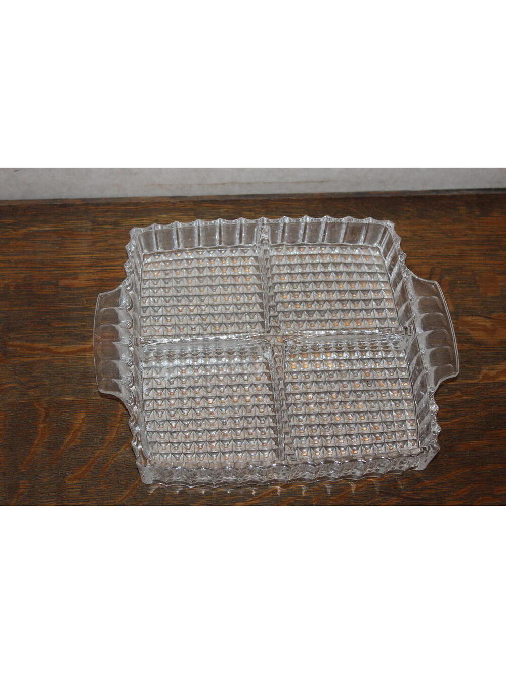 Vintage Bohemia Lead Crystal 4 Section Relish Dish